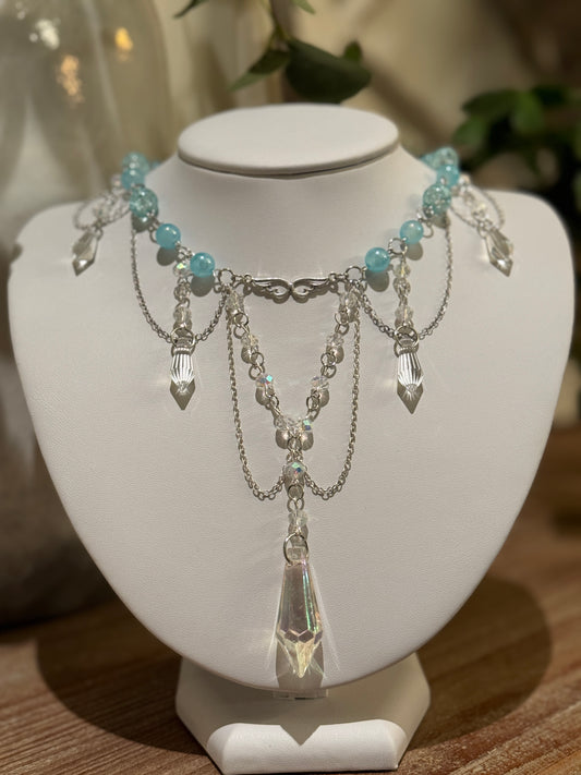 Silver Crystal Gem Necklace